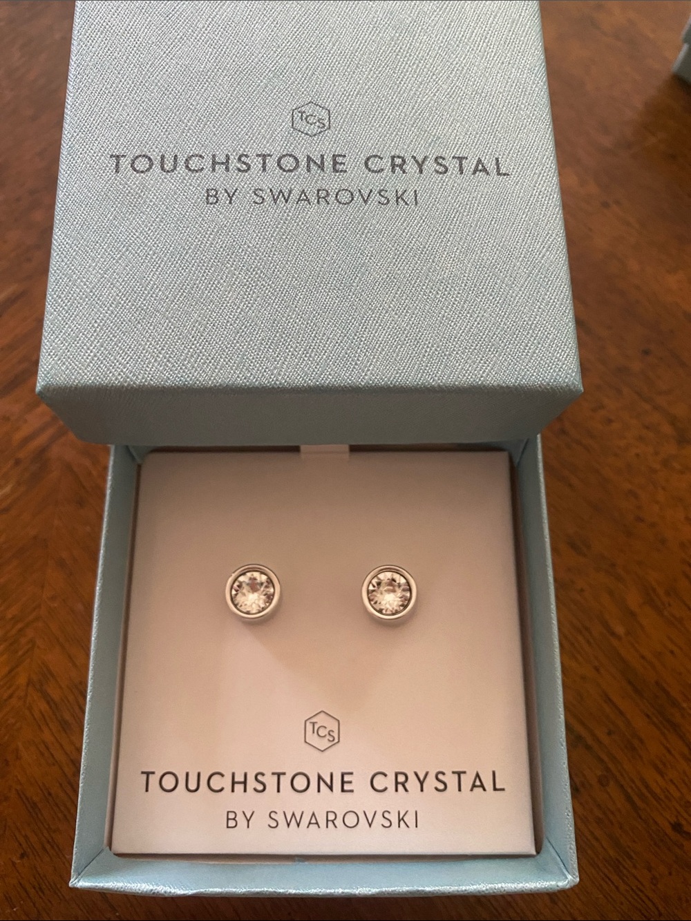 Swarovski Silver Clear Crystal Touchstone Stud Earrings